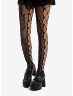 Floral Vines Crisscross Cutout Fishnet Tights - US 3503