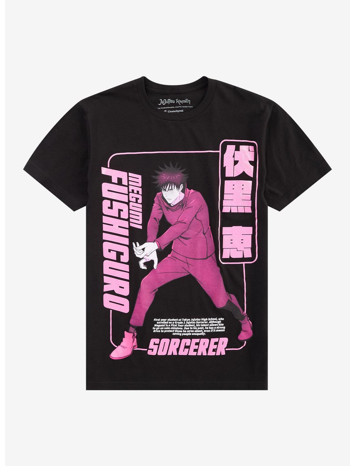 Jujutsu Kaisen Megumi Pink Glitter T-Shirt - US 6060