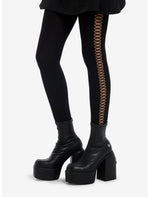 Black Opaque Side Crisscross Tights - US 1439