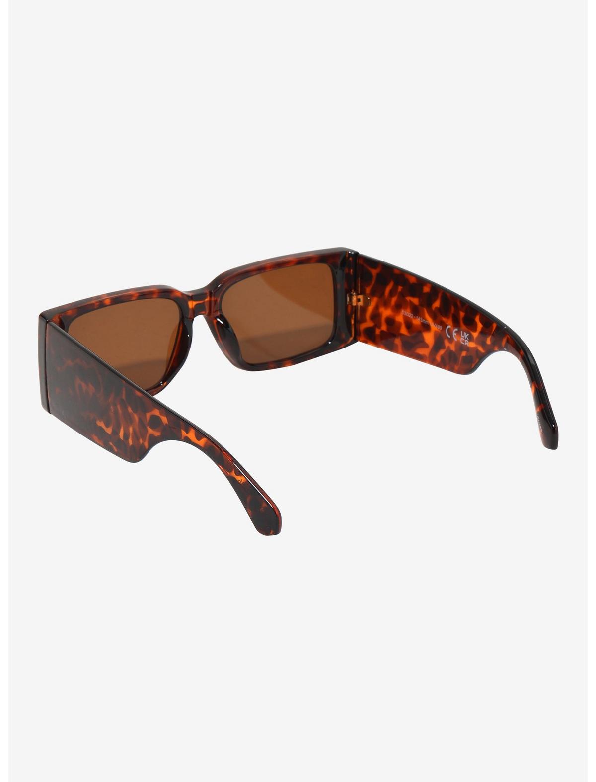 Brown Tortoiseshell Chunky Rectangular Sunglasses - US 1292