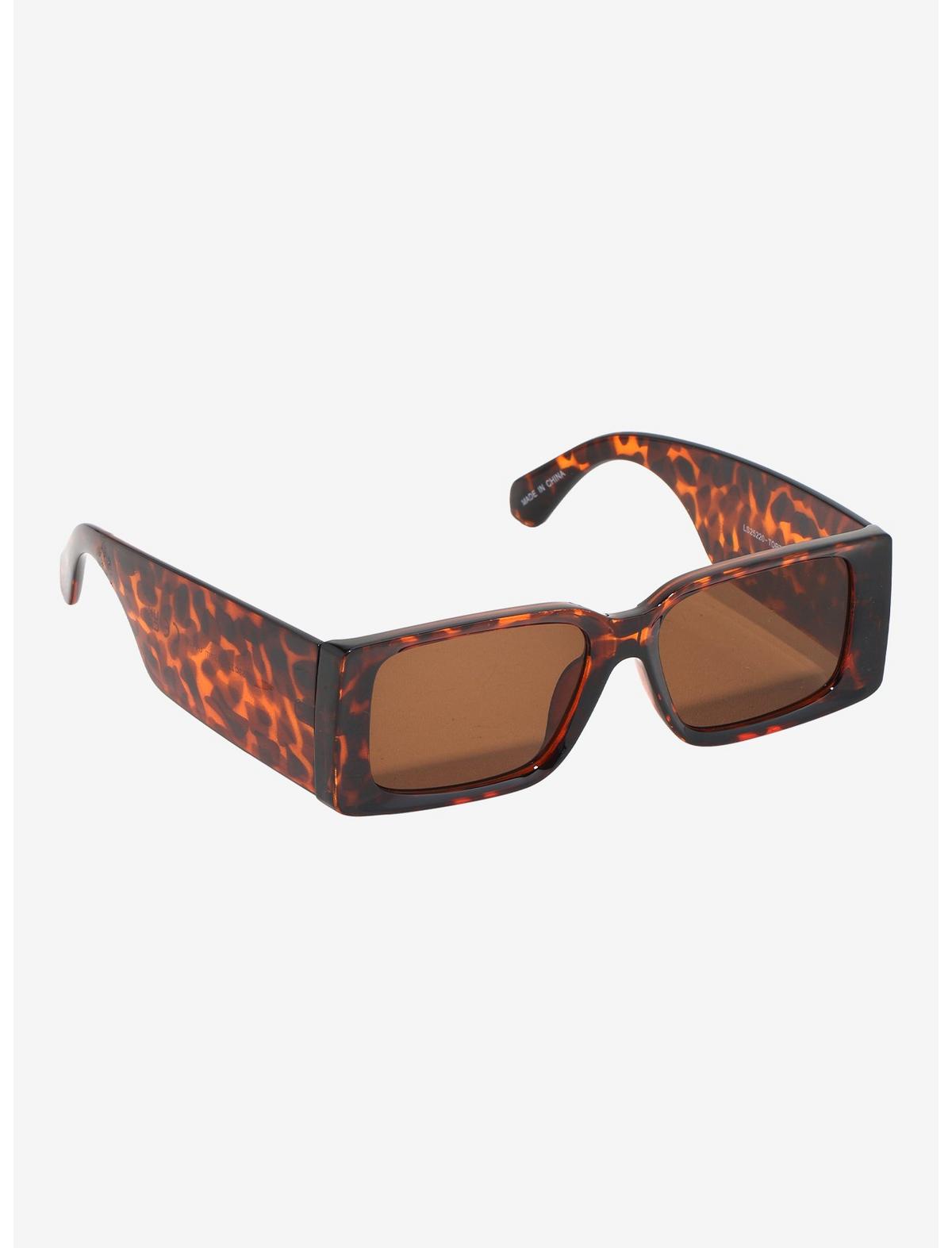 Brown Tortoiseshell Chunky Rectangular Sunglasses - US 1292
