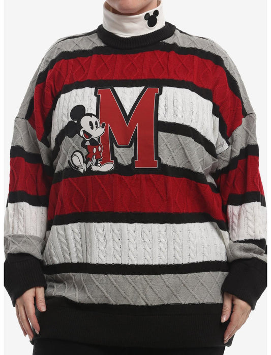 Disney Mickey Mouse Stripe Mock Neck Girls Sweater Plus Size - US 3716
