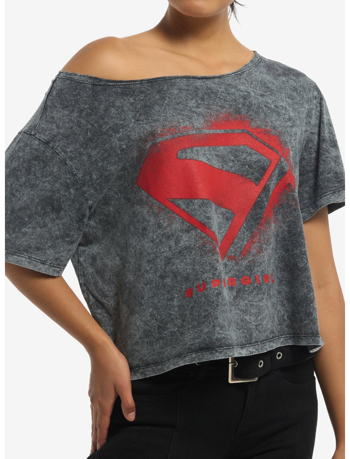 DC Comics Supergirl Logo Girls Off-Shoulder T-Shirt - US 5359