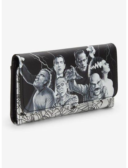 Loungefly Universal Monsters Group Spiderweb Flap Wallet - US 5315
