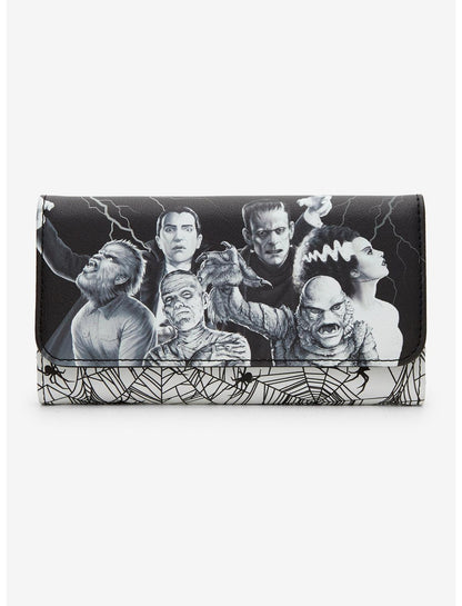 Loungefly Universal Monsters Group Spiderweb Flap Wallet - US 5315