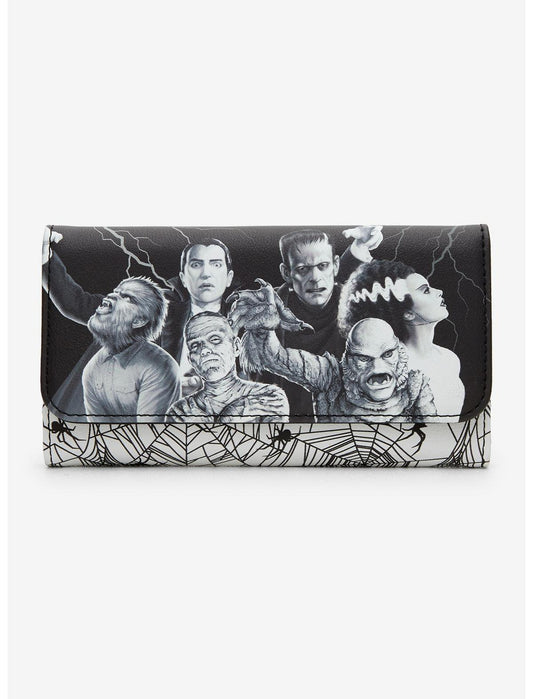 Loungefly Universal Monsters Group Spiderweb Flap Wallet - US 5315