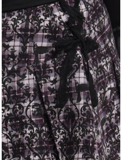 Cosmic Aura Purple Plaid Filigree Print Ribbon Skirt Plus Size - US 9922