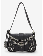Chain Stud Hardware Saddle Shoulder Bag - US 5495