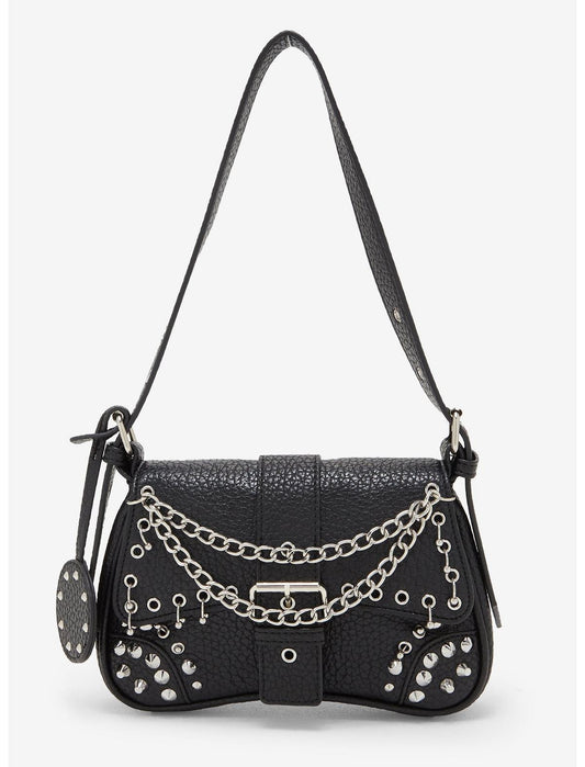 Chain Stud Hardware Saddle Shoulder Bag - US 5495