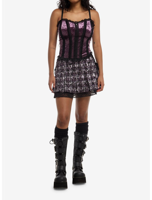 Cosmic Aura Lace Trim Suede Girls Corset Cami - US 5500