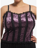 Cosmic Aura Lace Trim Suede Girls Corset Cami Plus Size - US 5547