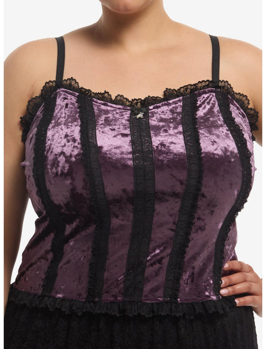 Cosmic Aura Lace Trim Suede Girls Corset Cami Plus Size - US 5547