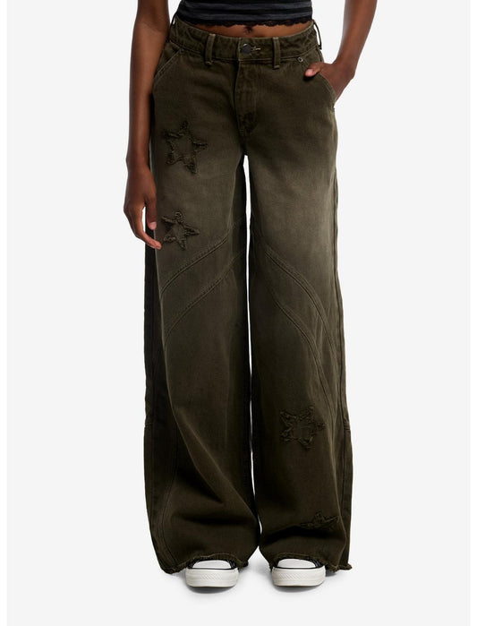 Distressed Stars Green Wash Jeans - US 5929