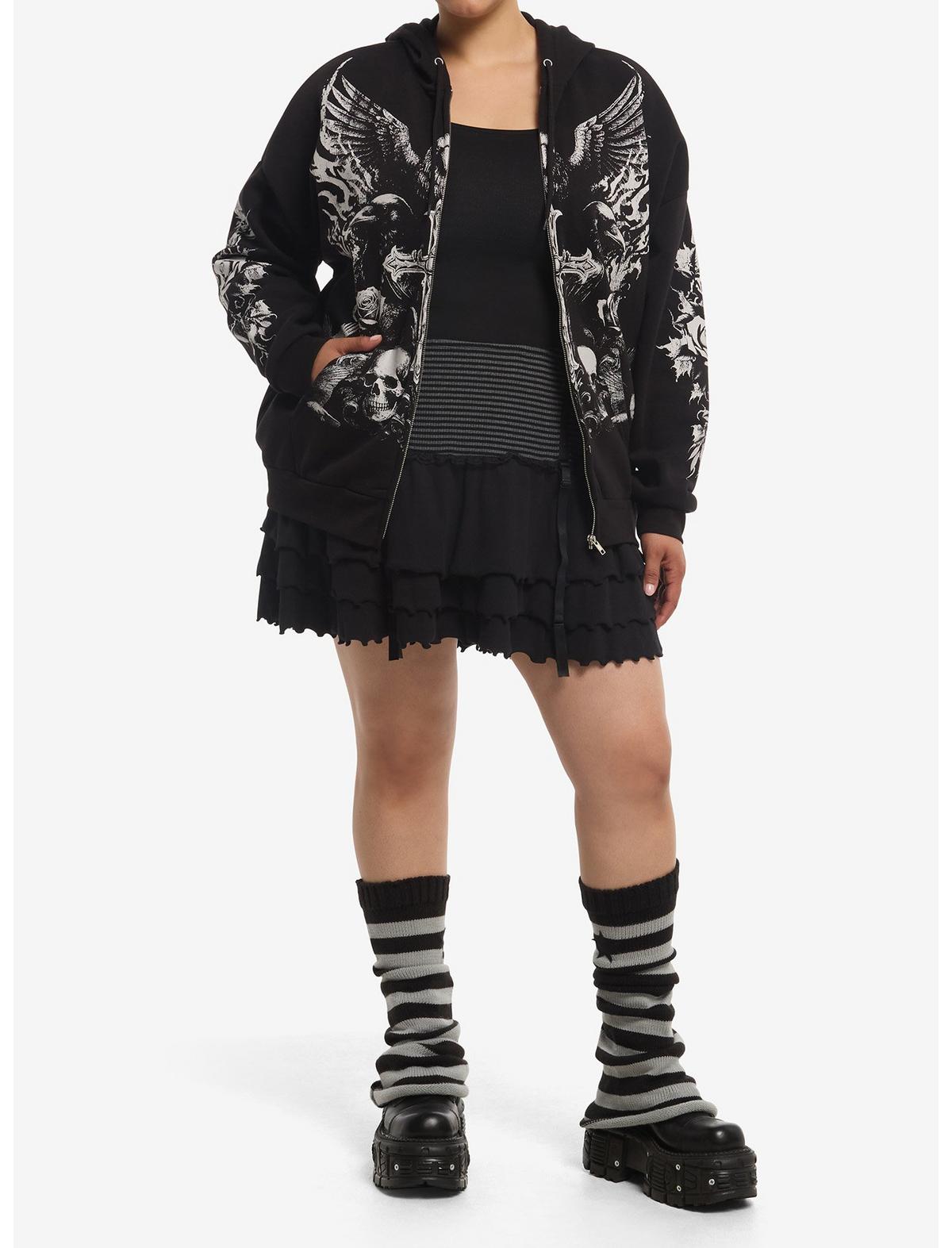 Cosmic Aura Raven Skull Cross Girls Hoodie Plus Size - US 1035