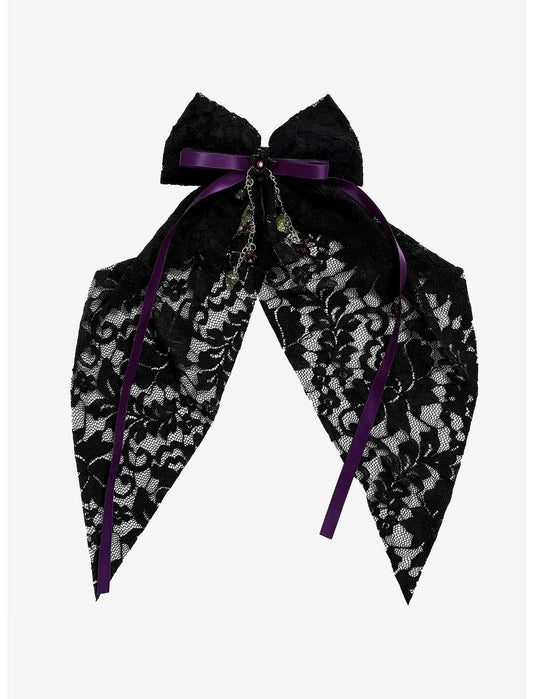 Cosmic Aura Purple & Black Lace Hair Bow - US 4428