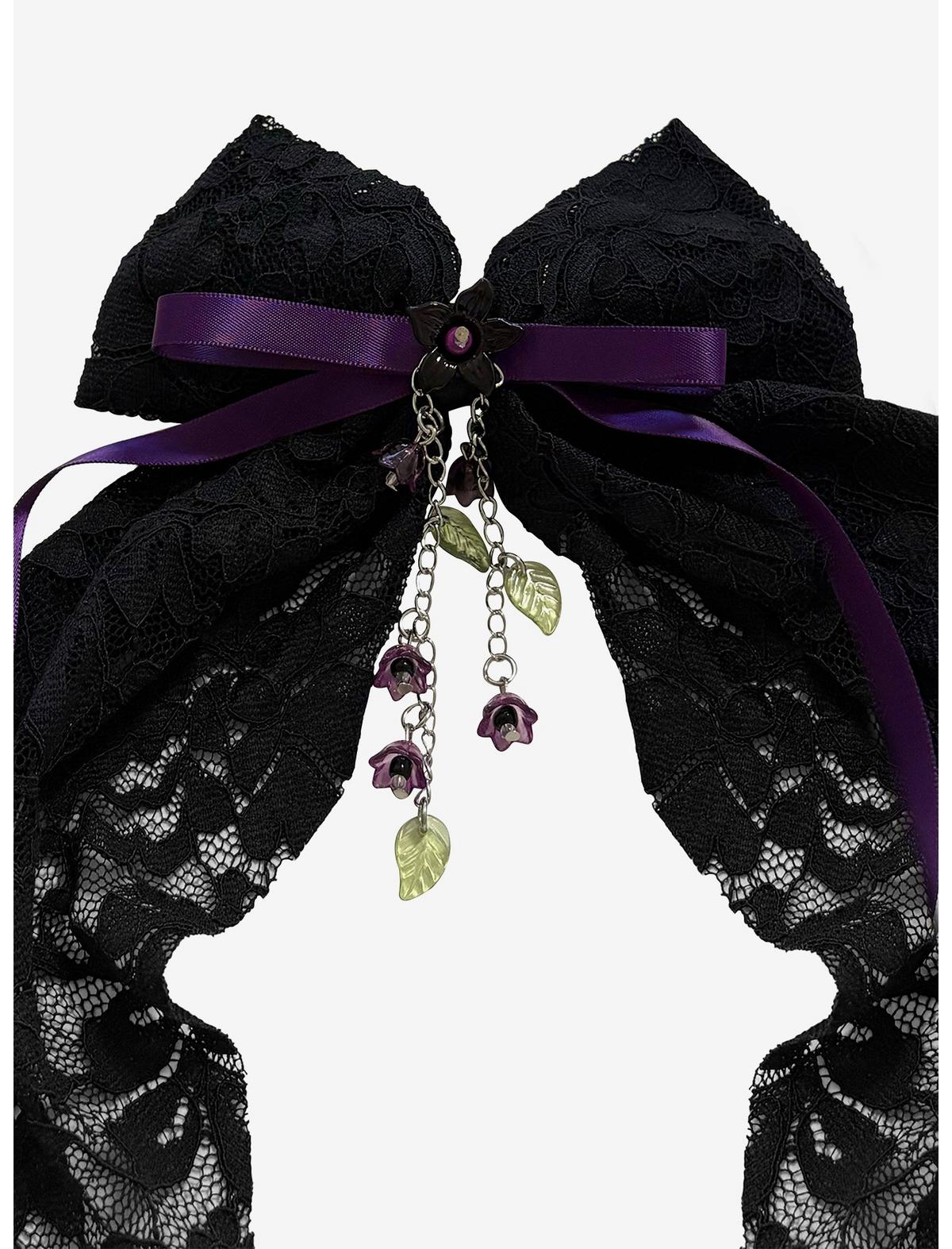 Cosmic Aura Purple & Black Lace Hair Bow - US 4428