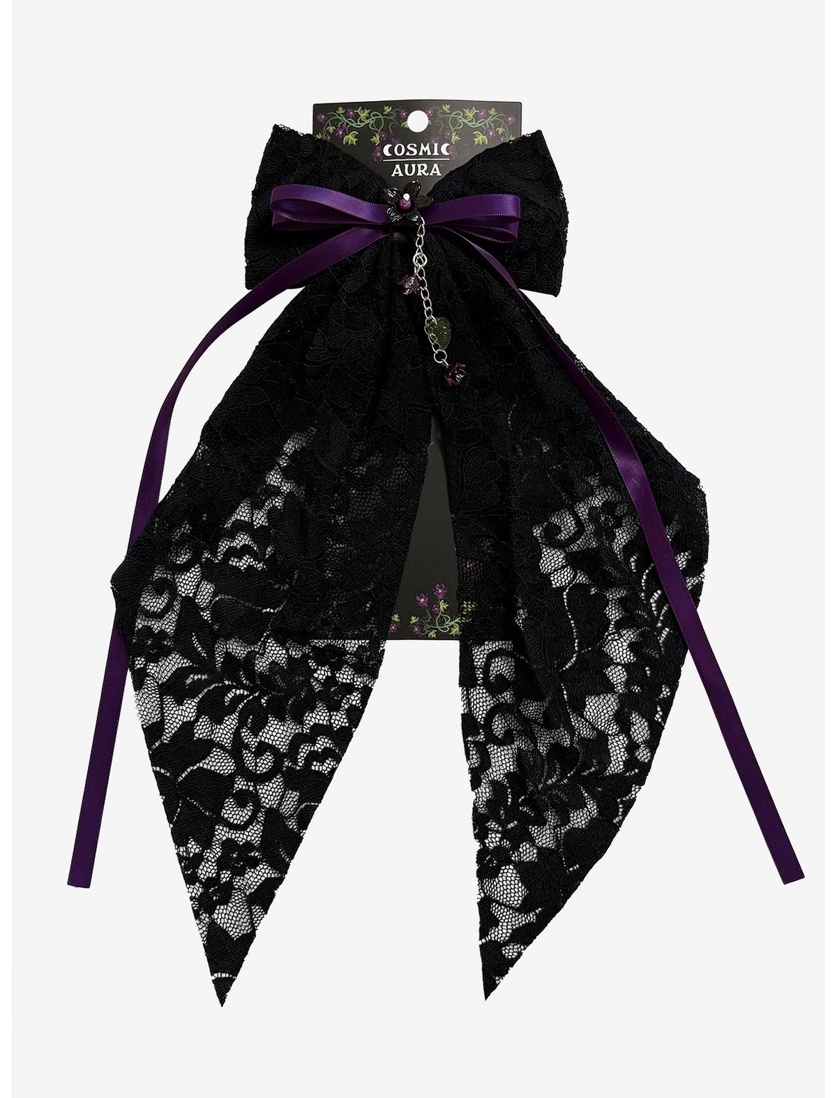 Cosmic Aura Purple & Black Lace Hair Bow - US 4428