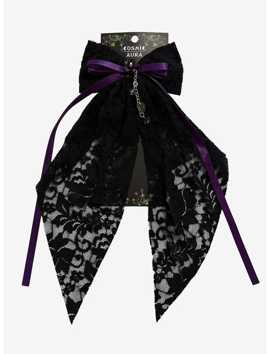 Cosmic Aura Purple & Black Lace Hair Bow - US 4428