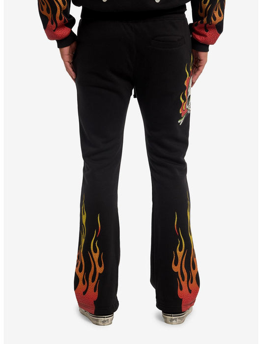 Ed Hardy Flame & Skull Rhinestone Lounge Pants - US 8533