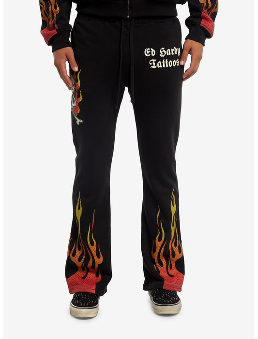 Ed Hardy Flame & Skull Rhinestone Lounge Pants - US 8533