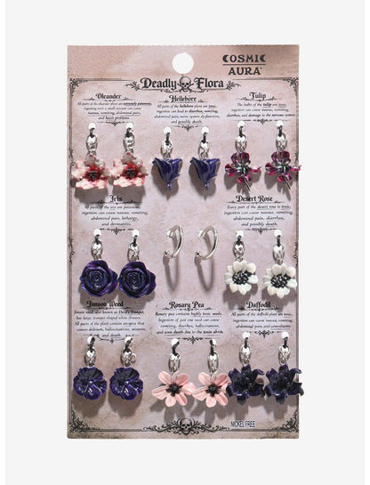 Cosmic Aura Deadly Floral Interchangeable Charm Earring Set - US 4099