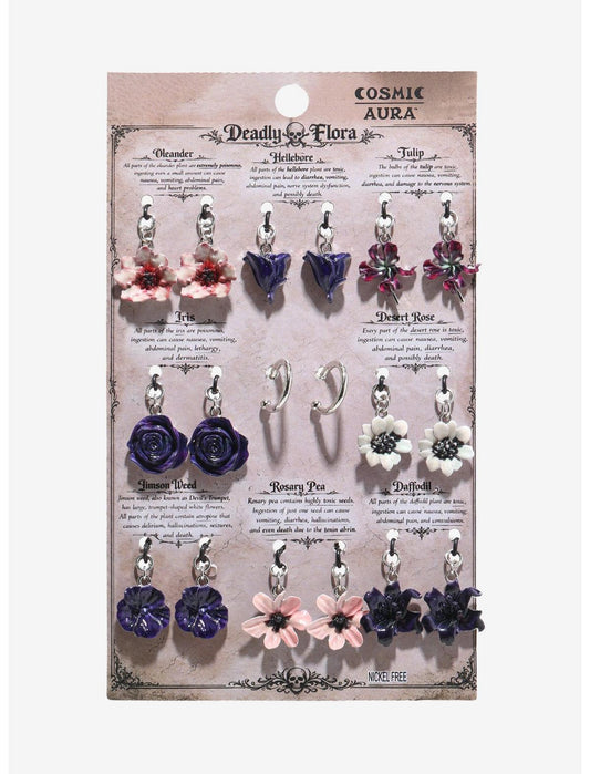Cosmic Aura Deadly Floral Interchangeable Charm Earring Set - US 4099