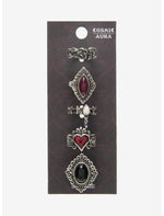 Cosmic Aura Ornate Heart Gem Ring Set - US 4336