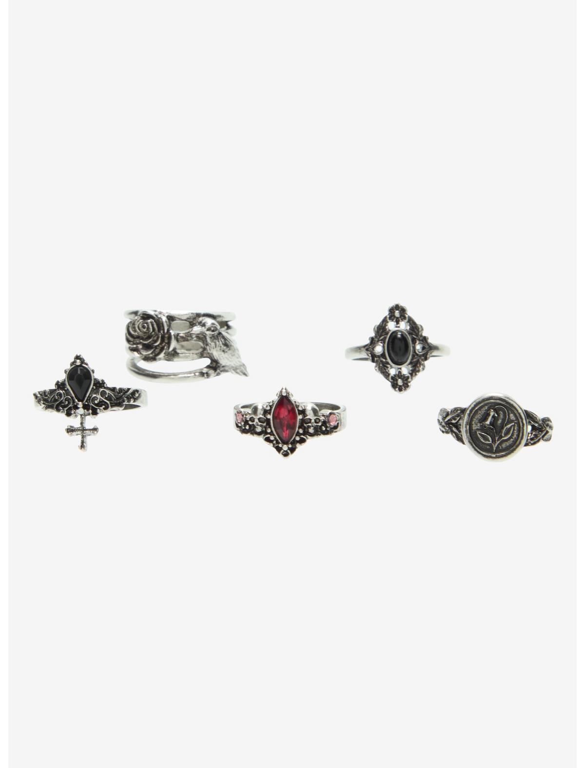 Cosmic Aura Ornate Gem Rose Ring Set - US 6177