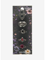 Cosmic Aura Double Skull Rose Ring Set - US 5671