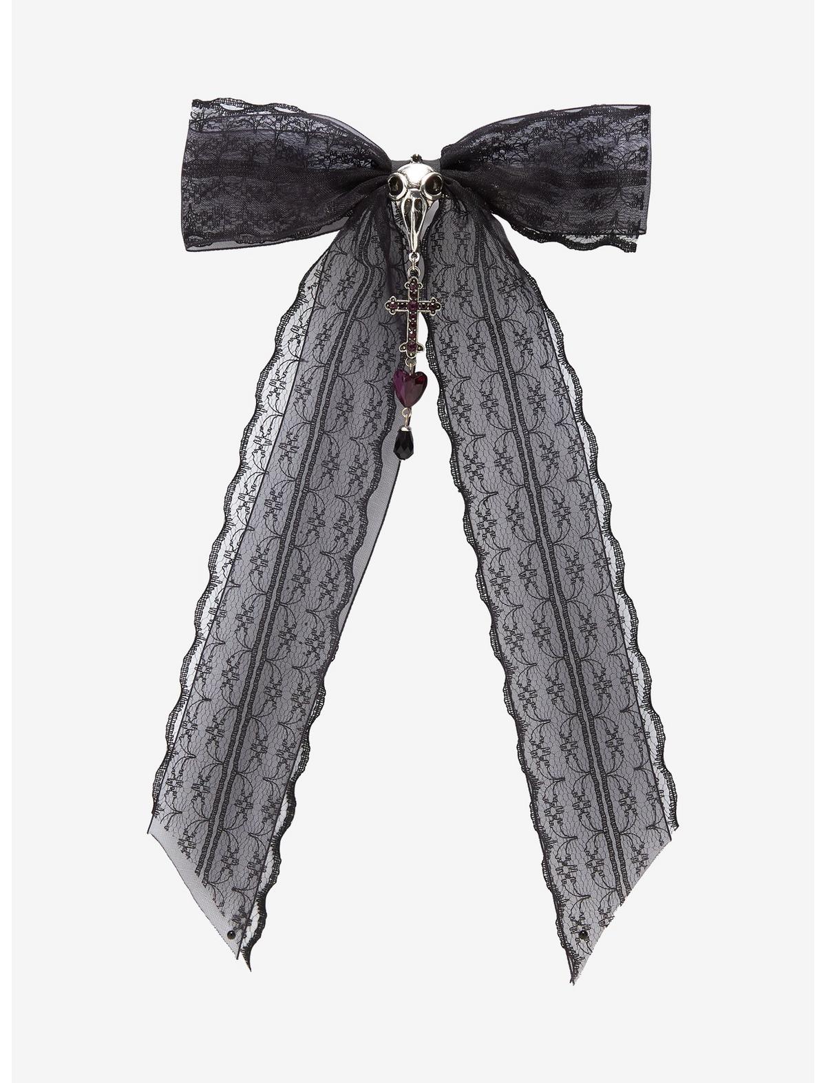 Cosmic Aura Raven Lace Hair Bow - US 9516
