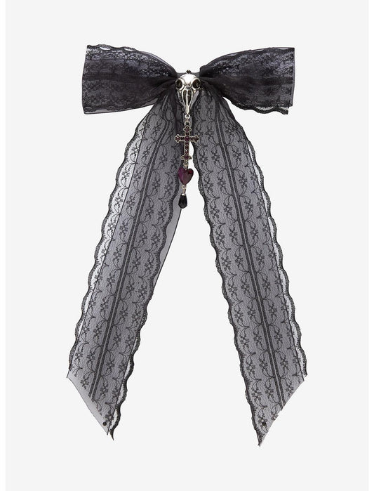 Cosmic Aura Raven Lace Hair Bow - US 9516