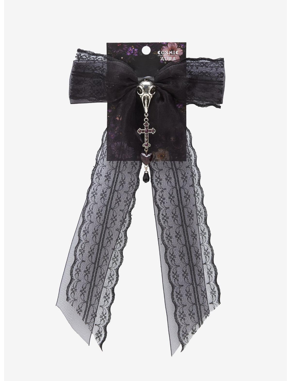 Cosmic Aura Raven Lace Hair Bow - US 9516