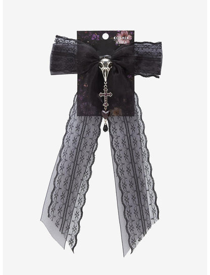 Cosmic Aura Raven Lace Hair Bow - US 9516