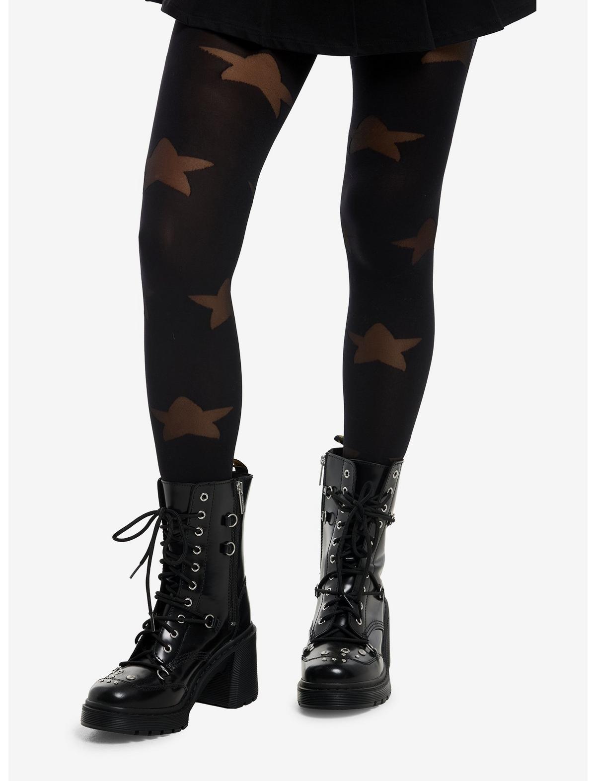 Black Star Cutout Tights - US 7058