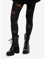 Black Star Cutout Tights - US 7058