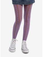 Lavender Floral Stripe Tights - US 0878