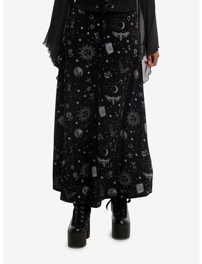 Cosmic Aura Witchy Celestial Button Maxi Skirt - US 6522