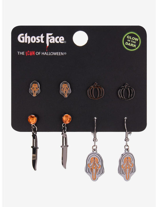 Ghost Face Glow-In-The-Dark Earring Set - US 9572