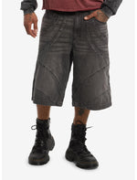 Grey Wash Stitch Seam Jorts - US 9870