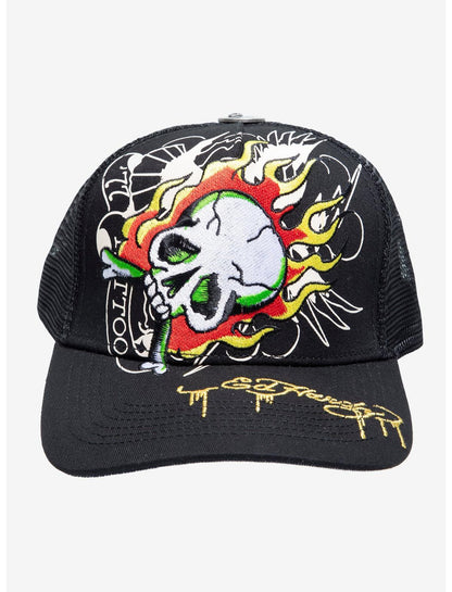 Ed Hardy Flaming Skull Trucker Hat - US 3317