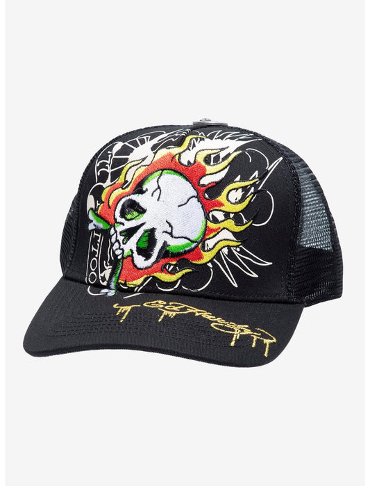 Ed Hardy Flaming Skull Trucker Hat - US 3317