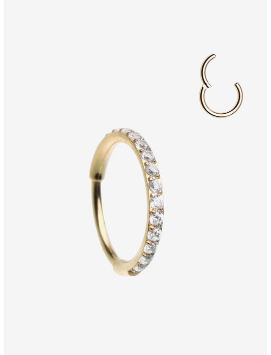 20G Titanium Gold Bling Hinged Clicker - US 3878