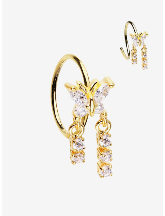 20G Steel Gold Butterfly Nose Hoop - US 5946