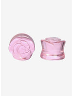 Glass Pink Rose Flare Plug 2 Pack - US 1185