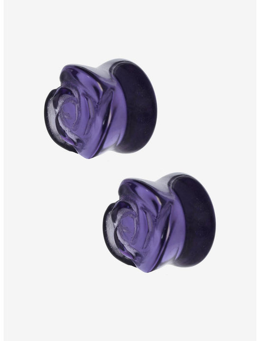 Glass Purple Rose Flare Plug 2 Pack - US 9136