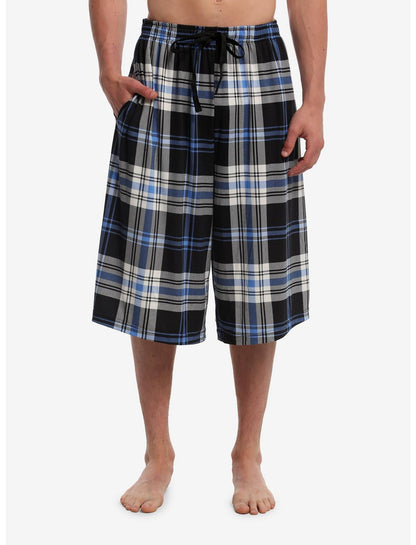 Blue & Black Plaid Pajama Shorts - US 0166