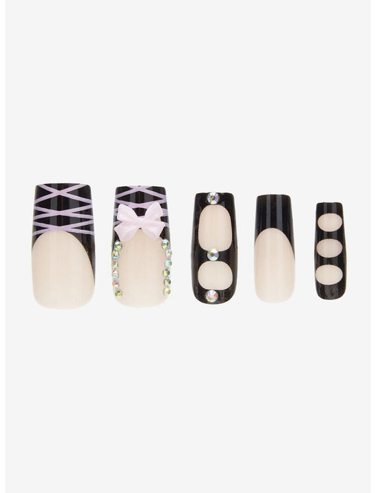 Blackheart Pink & Black Lolita Press-On Nail Set - US 1045