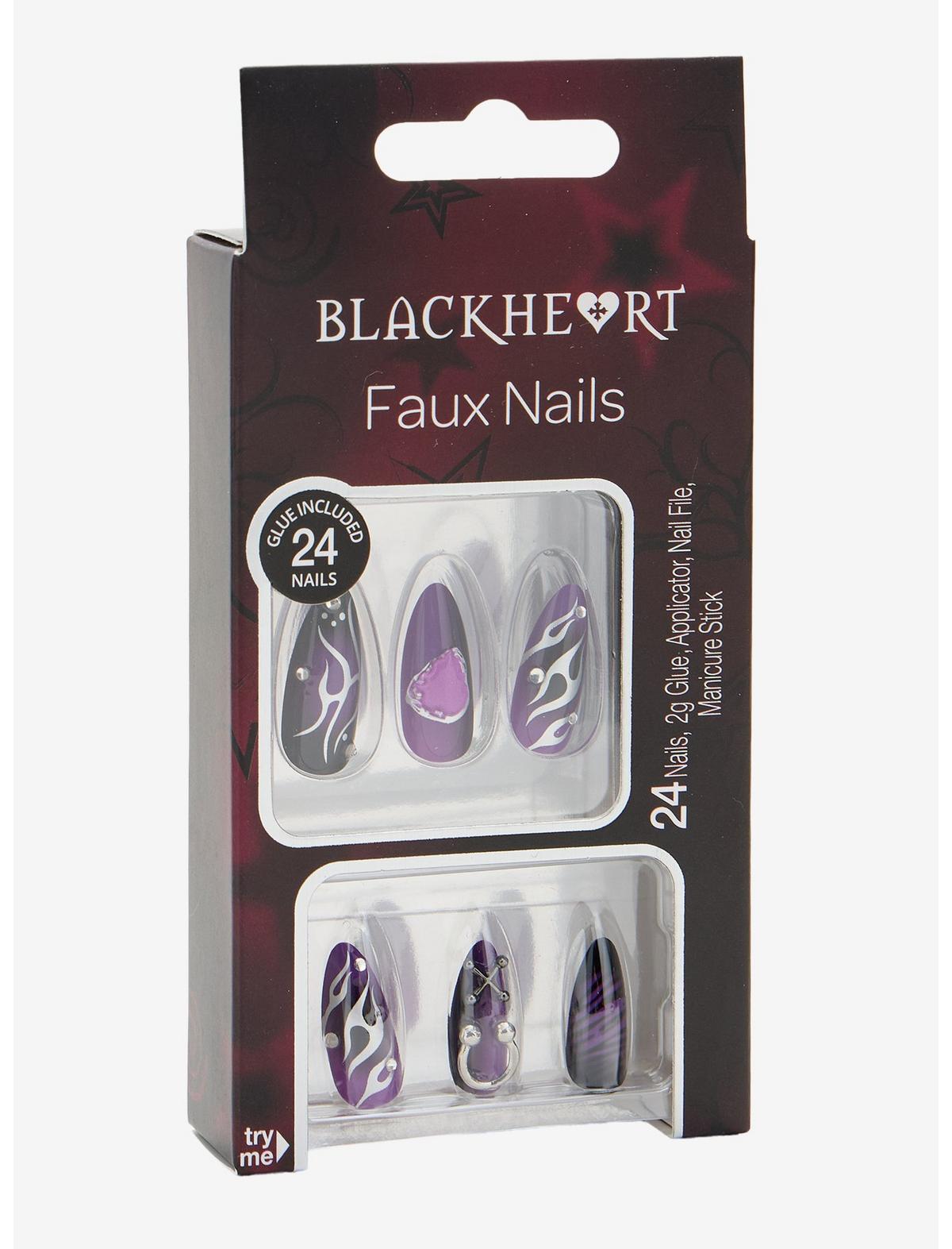Blackheart Black & Purple Cyber Press-On Nail Set - US 4424
