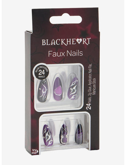 Blackheart Black & Purple Cyber Press-On Nail Set - US 4424