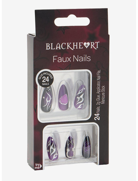 Blackheart Black & Purple Cyber Press-On Nail Set - US 4424